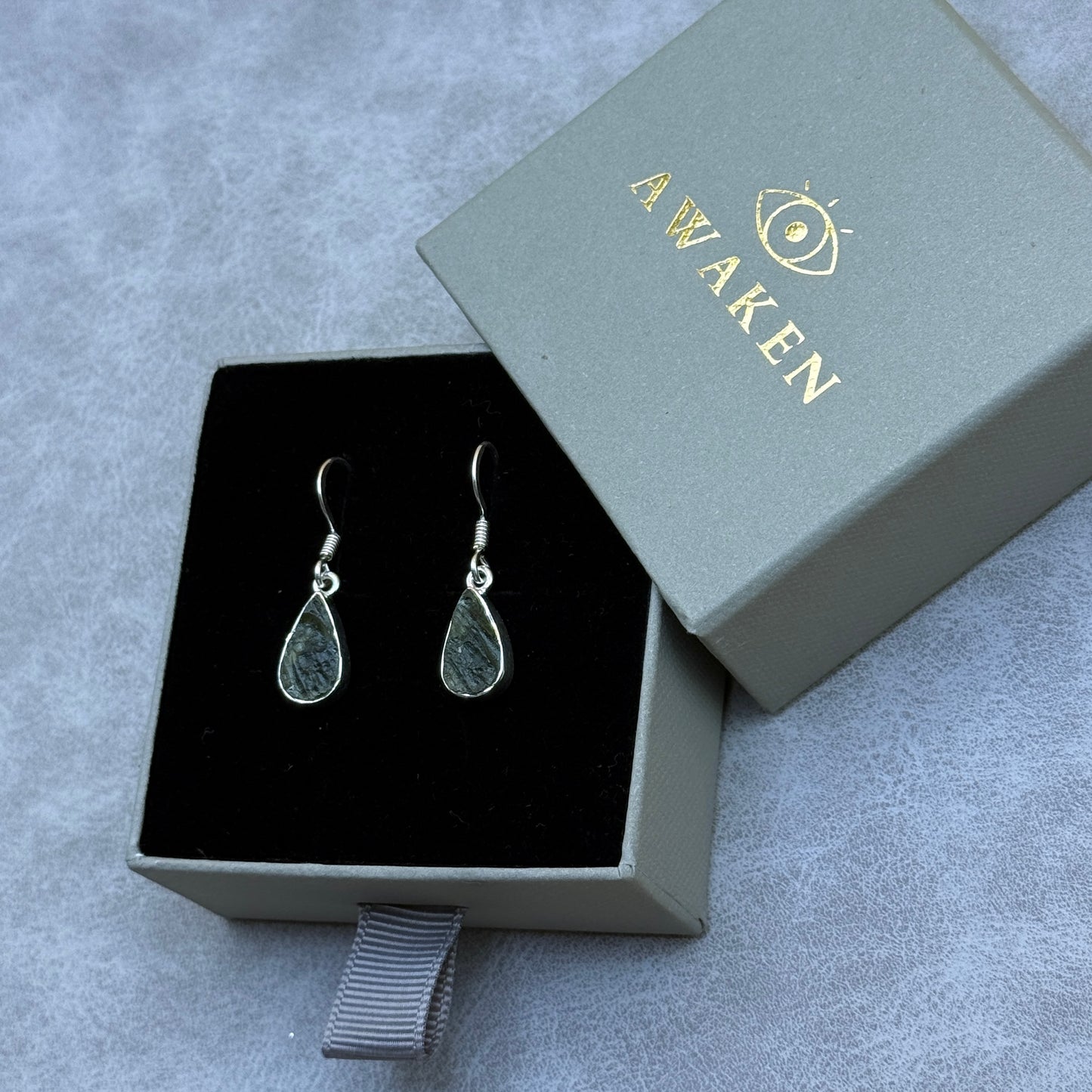 Moldavite Teardrop Sterling Silver Drop Earrings | TRANSFORMATIVE TEKTITE