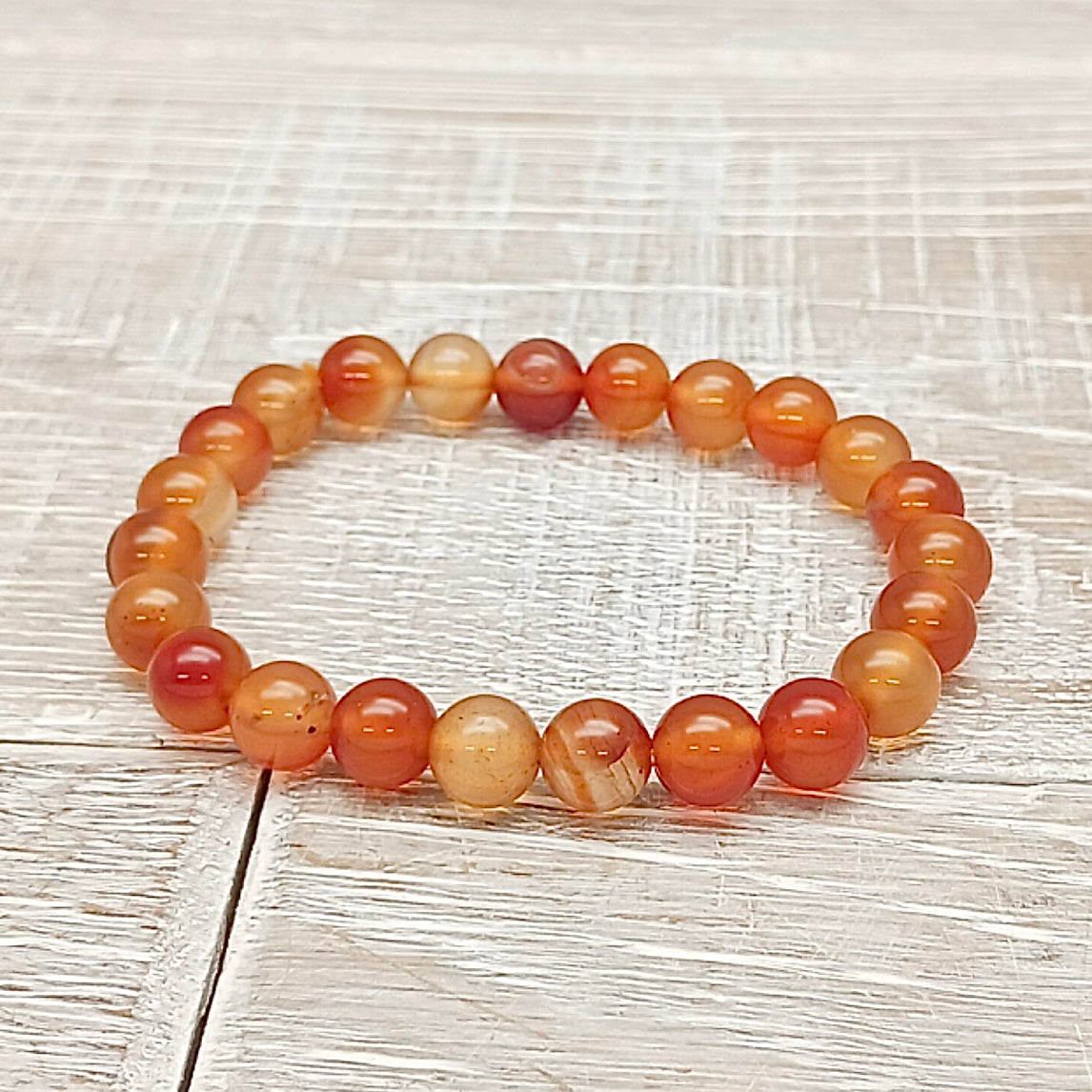 Carnelian Bead Bracelet 8mm