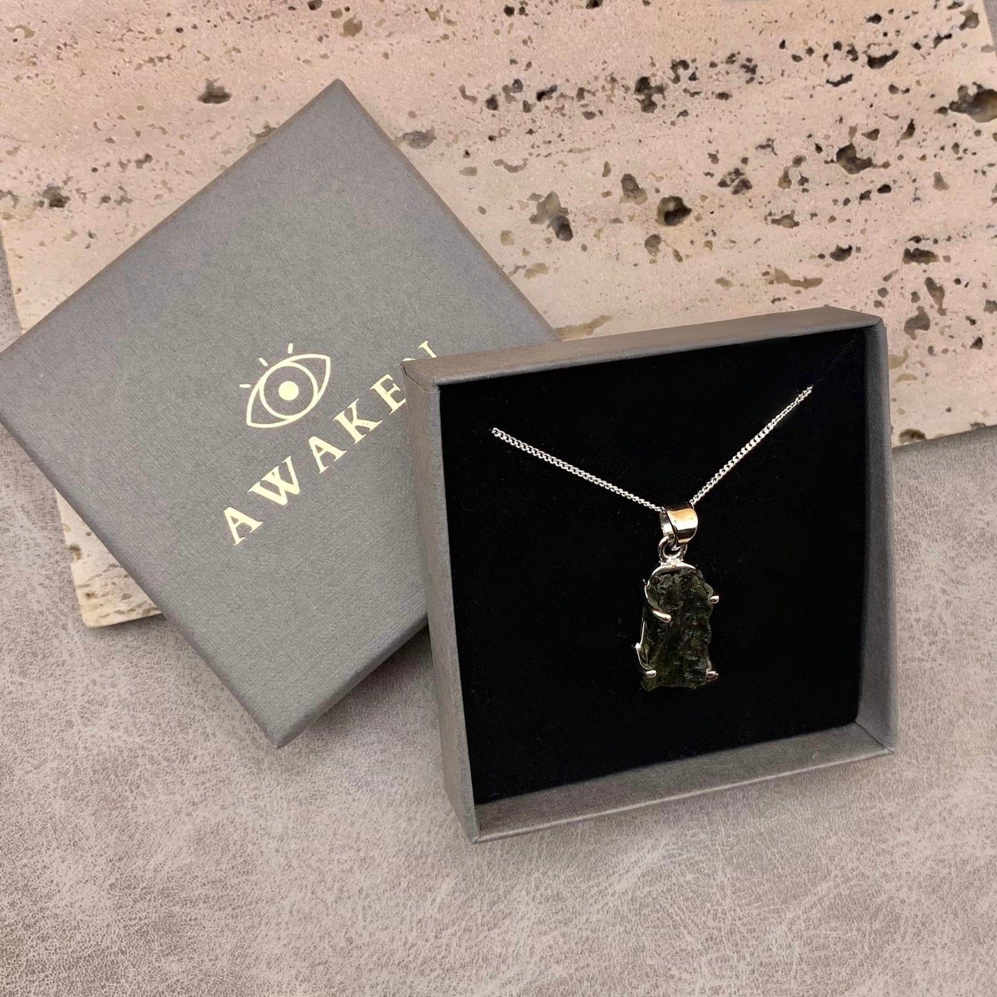 Moldavite Necklace Sterling Silver | TRANSFORMATIVE TEKTITE