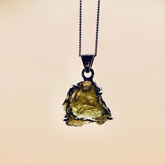 Moldavite Necklace Sterling Silver | TRANSFORMATIVE TEKTITE