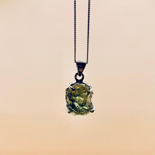 Moldavite Necklace Sterling Silver | TRANSFORMATIVE TEKTITE