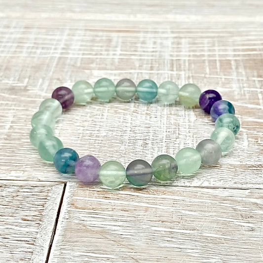 Fluorite Bead Bracelet 8mm