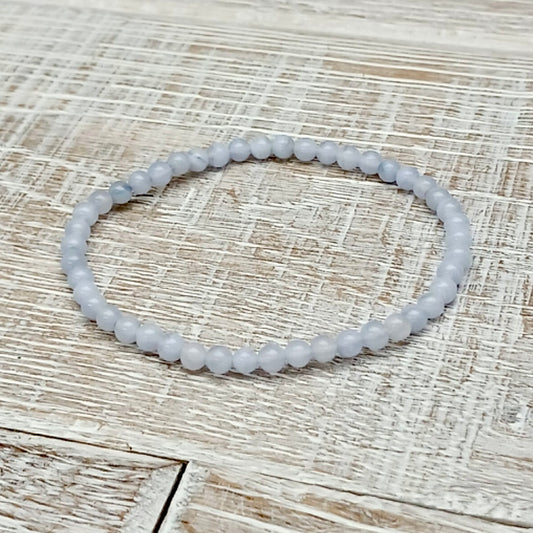 Blue Lace Agate Bead Bracelet 4mm