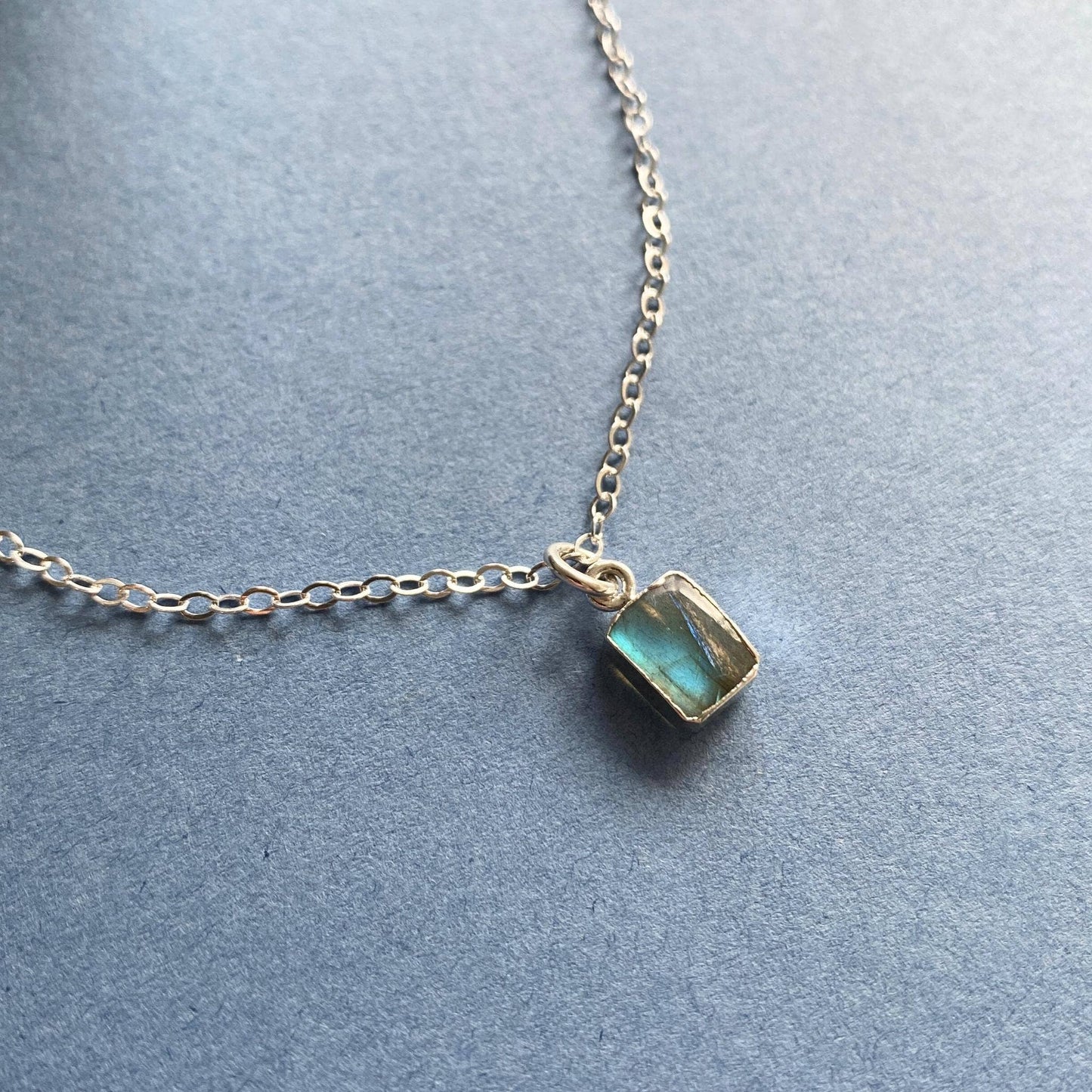 'Transformation' Labradorite Mini Slice Sterling silver necklace