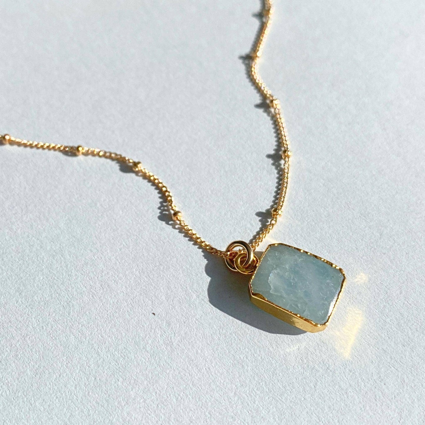 Aquamarine 18c Gold Plated Necklace