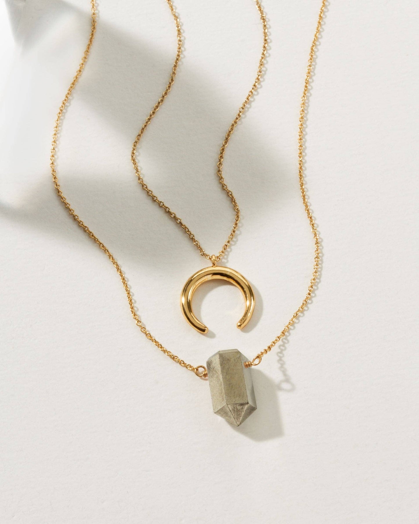 Half Moon Pyrite Gold Necklace | WEALTH | MANIFESTATION | ABUNDANCE