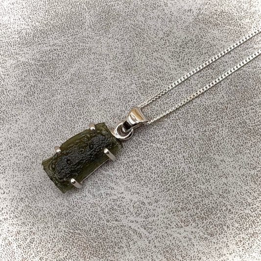 Moldavite Necklace Sterling Silver | TRANSFORMATIVE TEKTITE