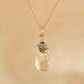 Moldavite, Herkimer Diamond & Libyan Raw Necklace Gold
