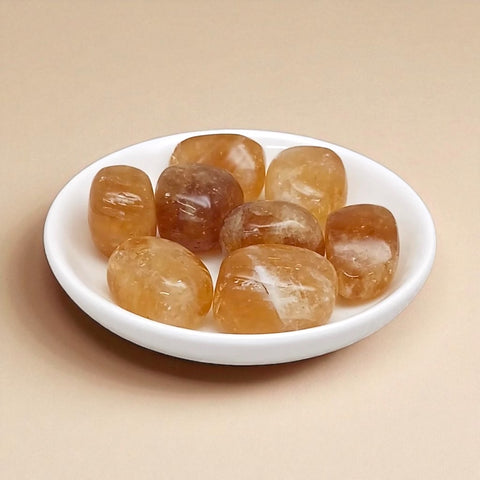 Honey Calcite Tumble Stone | Emotional Balance | Self-esteem | Healing
