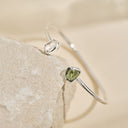 Moldavite & Herkimer Sterling Silver Bangle Bracelet | Transformation | Expansion | Growth