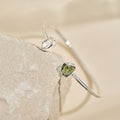 Moldavite & Herkimer Sterling Silver Bangle Bracelet | Transformation | Expansion | Growth