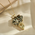 Citrine and Pyrite natural gemstone crystal necklace 