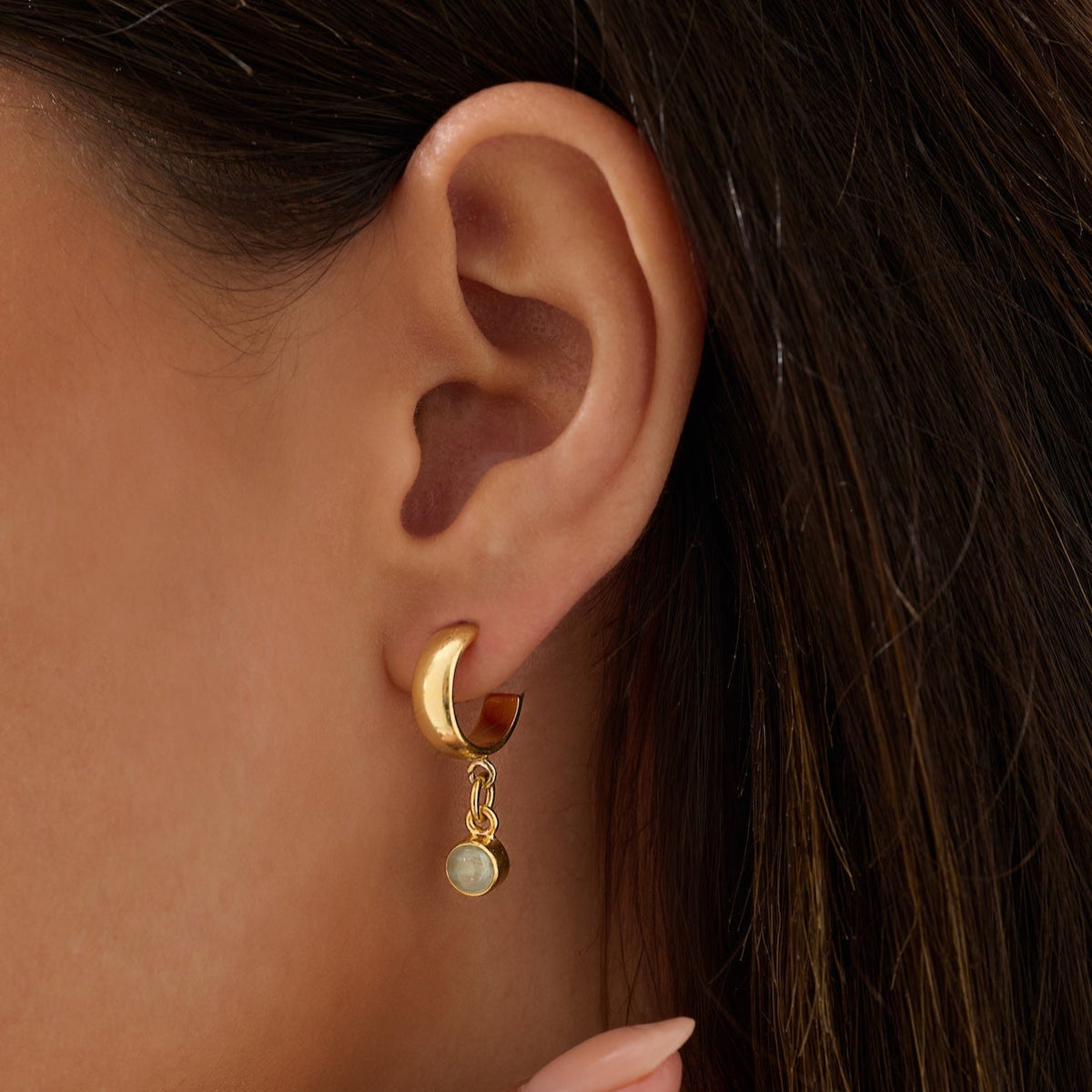 The 'Sunburst' Gold Aquamarine Hoops