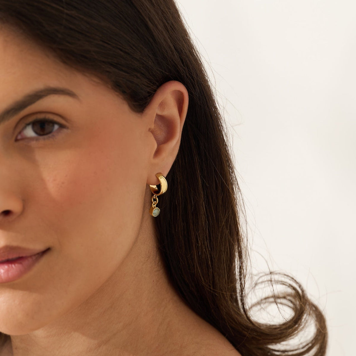 The 'Sunburst' Gold Aquamarine Hoops