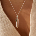 Moldavite & Clear Quartz Combination Necklace Sterling Silver | Transformation | Expansion| Growth