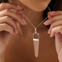Moldavite & Clear Quartz Combination Necklace Sterling Silver | Transformation | Expansion| Growth