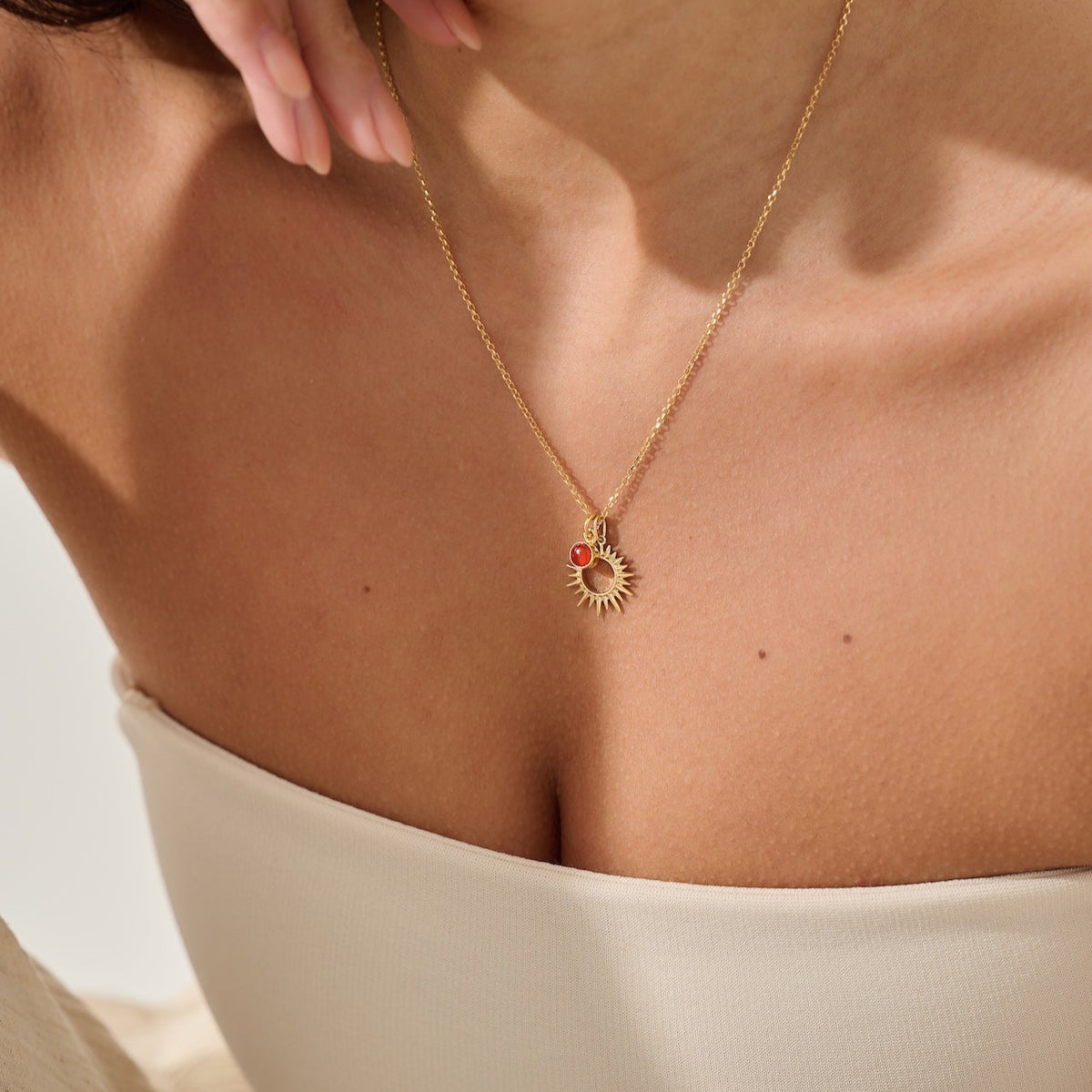 The 'Sunburst' Gold Carnelian Necklace