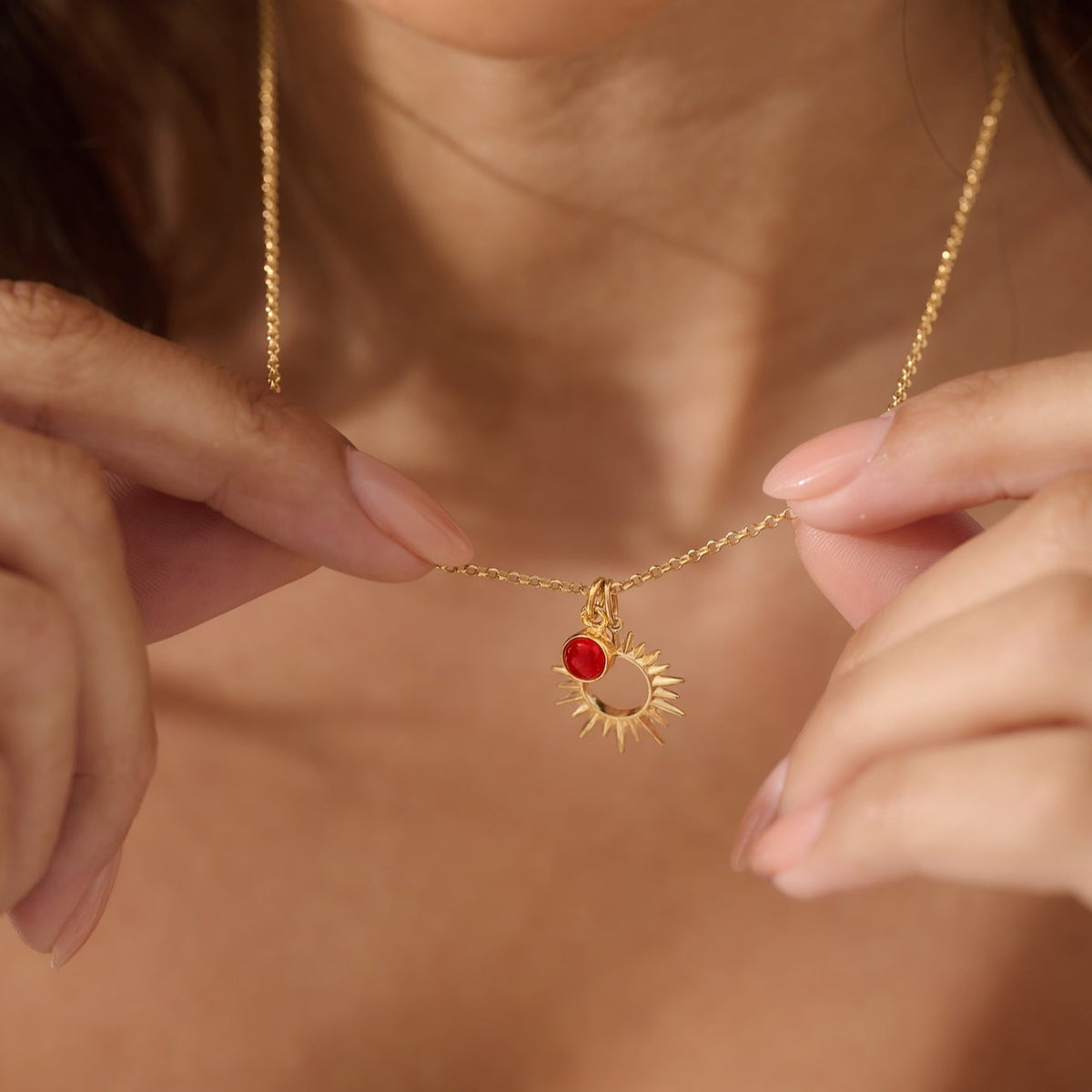 The 'Sunburst' Gold Carnelian Necklace