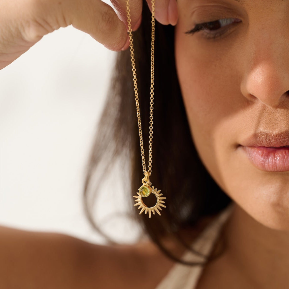 The 'Sunburst' Gold Peridot Necklace