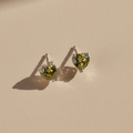 Moldavite Heart-Shaped Silver Studs | Transformation | Expansion | Growth