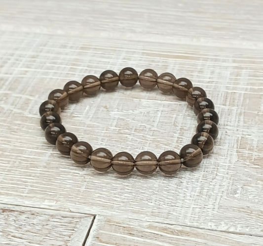 Smokey Quartz Bead Bracelet "GOODBYE WORRIES"