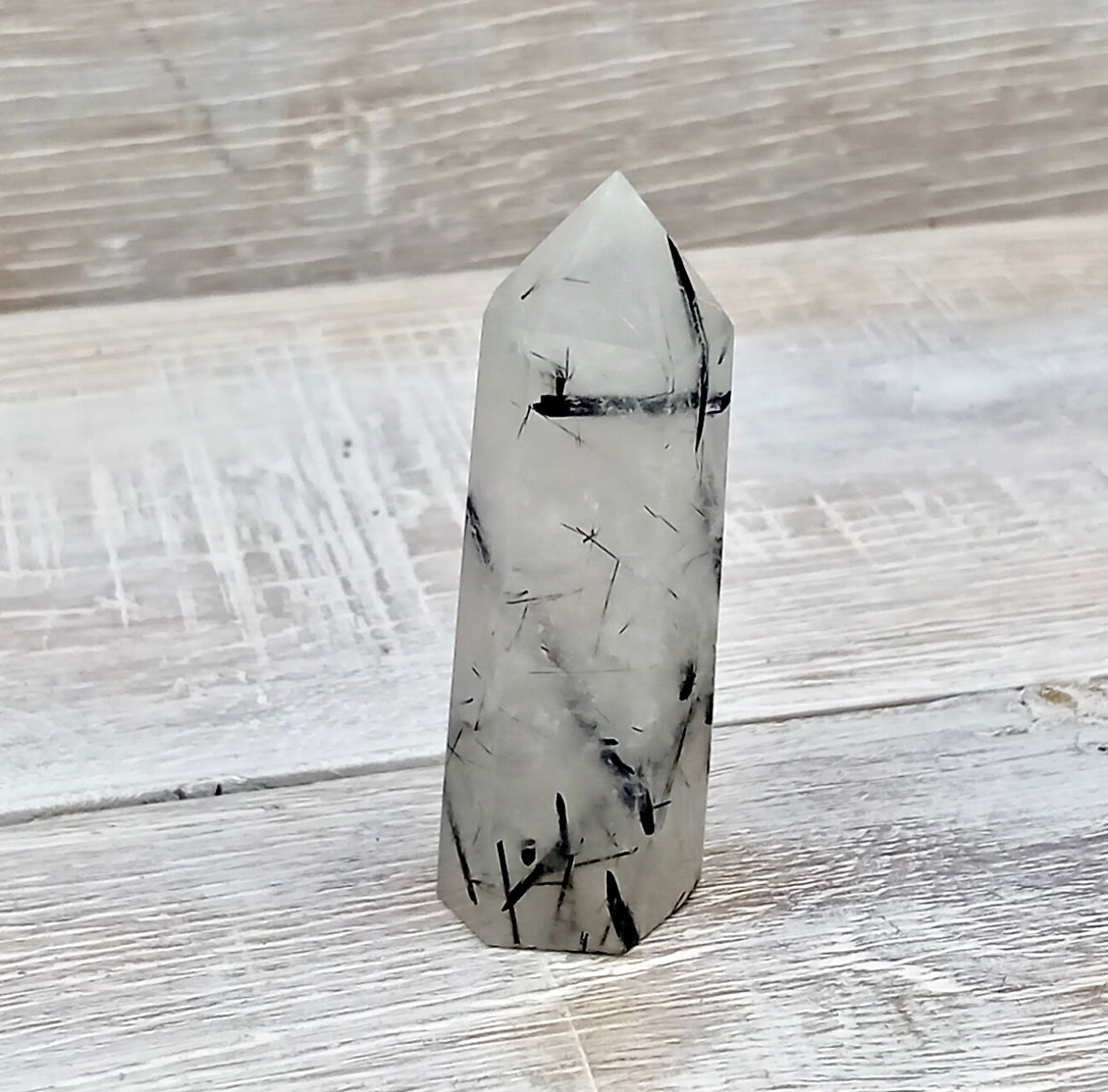 Black Tourmaline in Quartz Generator Tower Point "The YIN YANG crystal"