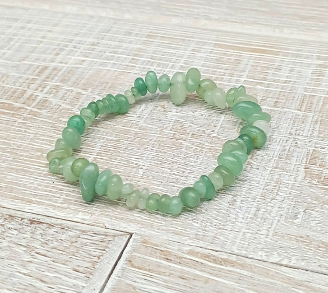 Green Aventurine Chip Bracelet "PERSONAL GROWTH"