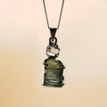 Moldavite & Herkimer Diamond Necklace | Transformation | Manifestation | Ascension