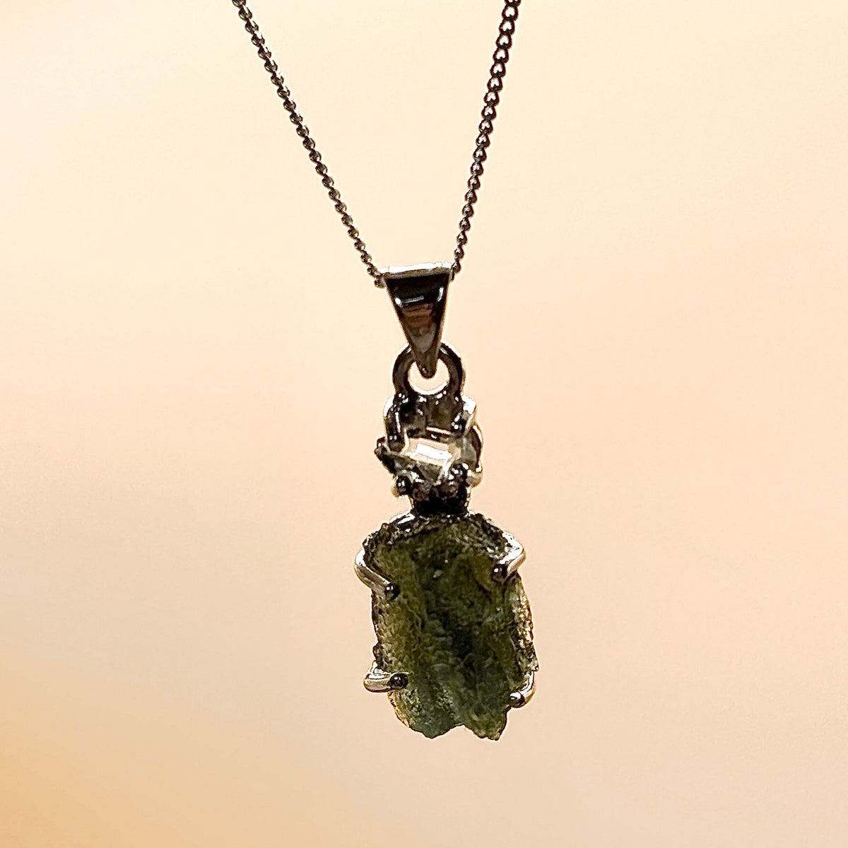Moldavite & Herkimer Diamond Necklace | Transformation | Manifestation | Ascension