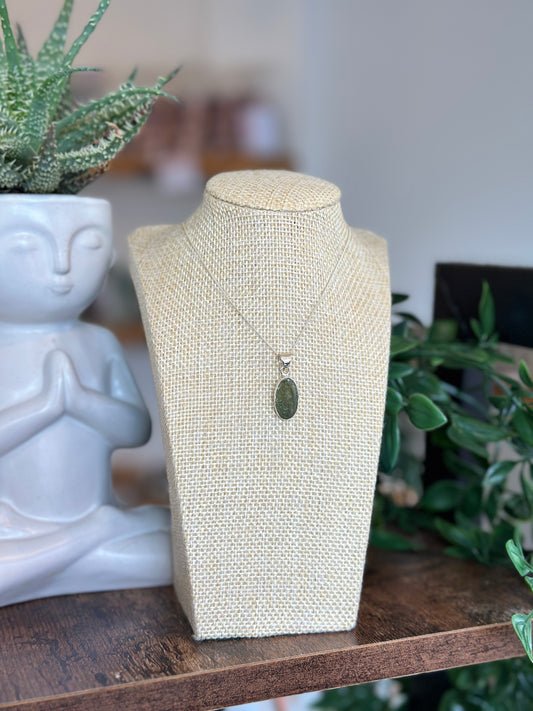 Moldavite Necklace Sterling Silver