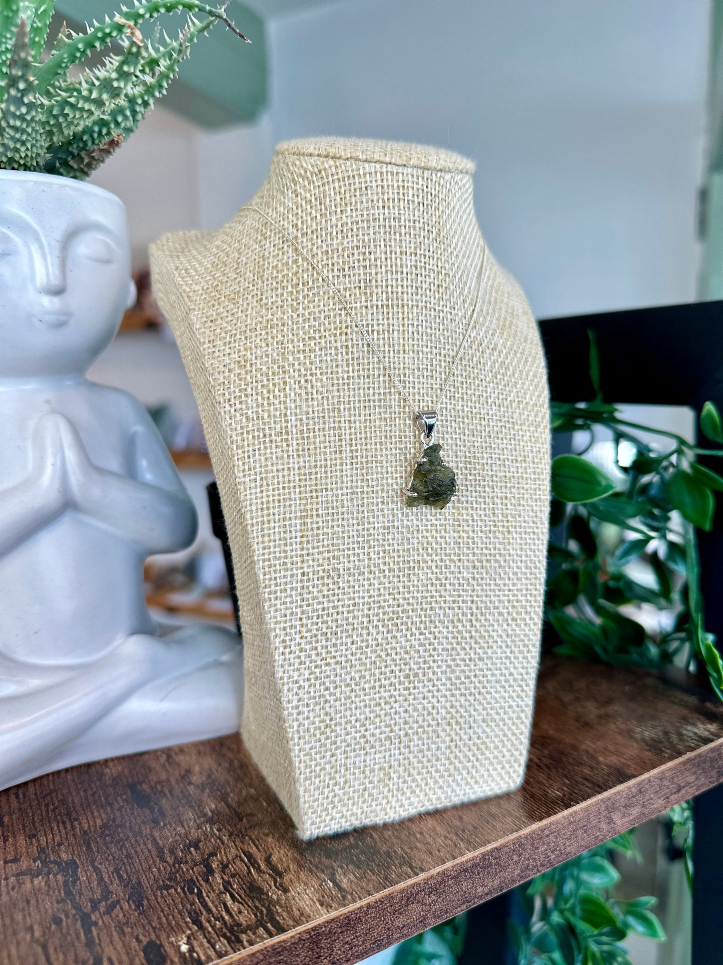 Moldavite Necklace Sterling Silver