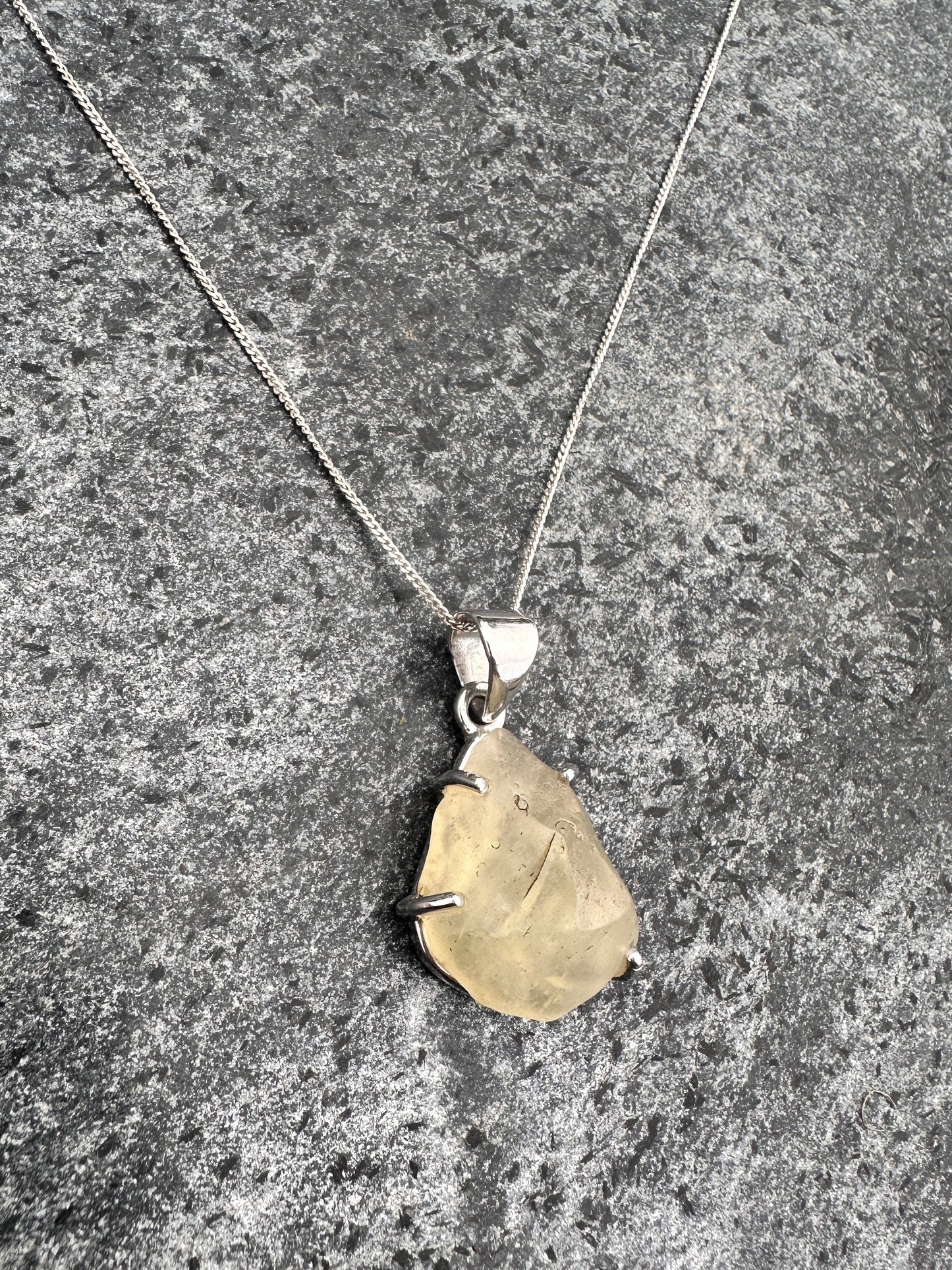 Sterling Silver 925 Libyan Desert Glass Claw Necklace | TRANSFORMATION | ABUNDANCE | INSPIRATION