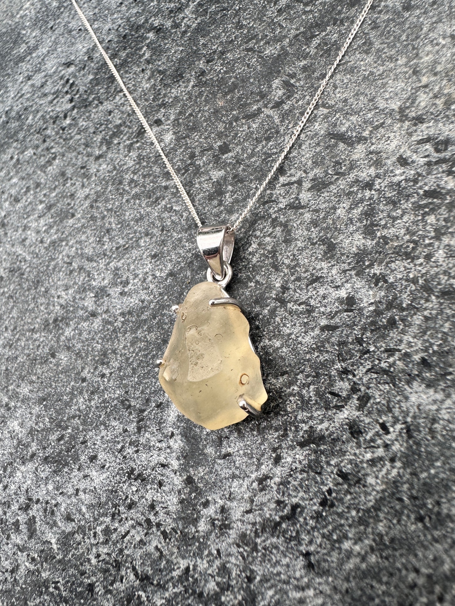 Sterling Silver 925 Libyan Desert Glass Claw Necklace | TRANSFORMATION | ABUNDANCE | INSPIRATION