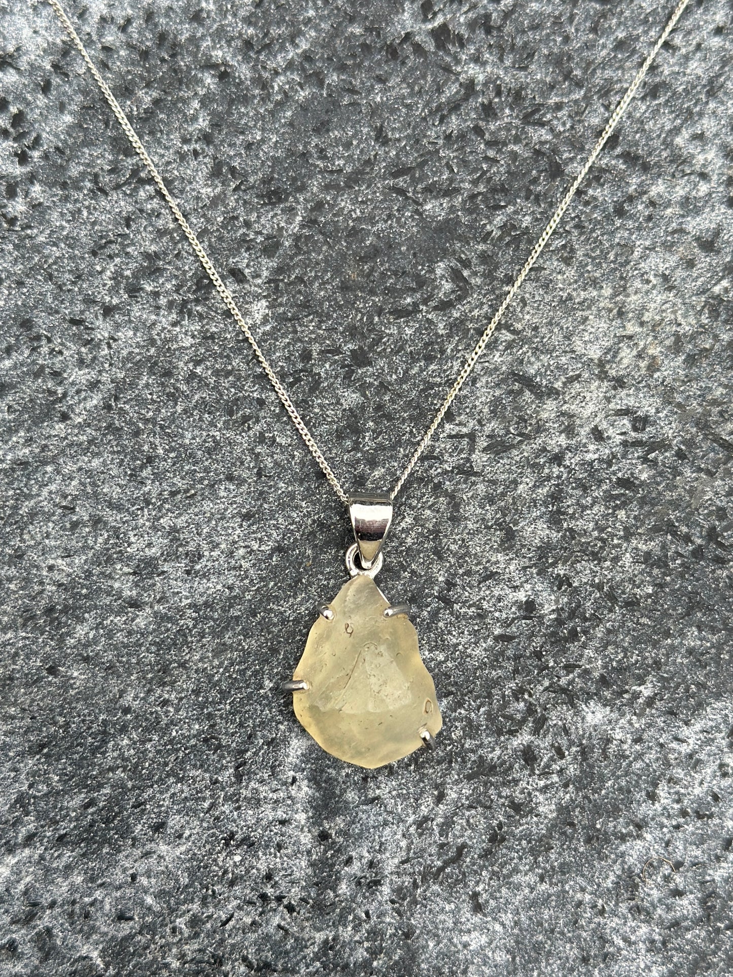 Sterling Silver 925 Libyan Desert Glass Claw Necklace | TRANSFORMATION | ABUNDANCE | INSPIRATION