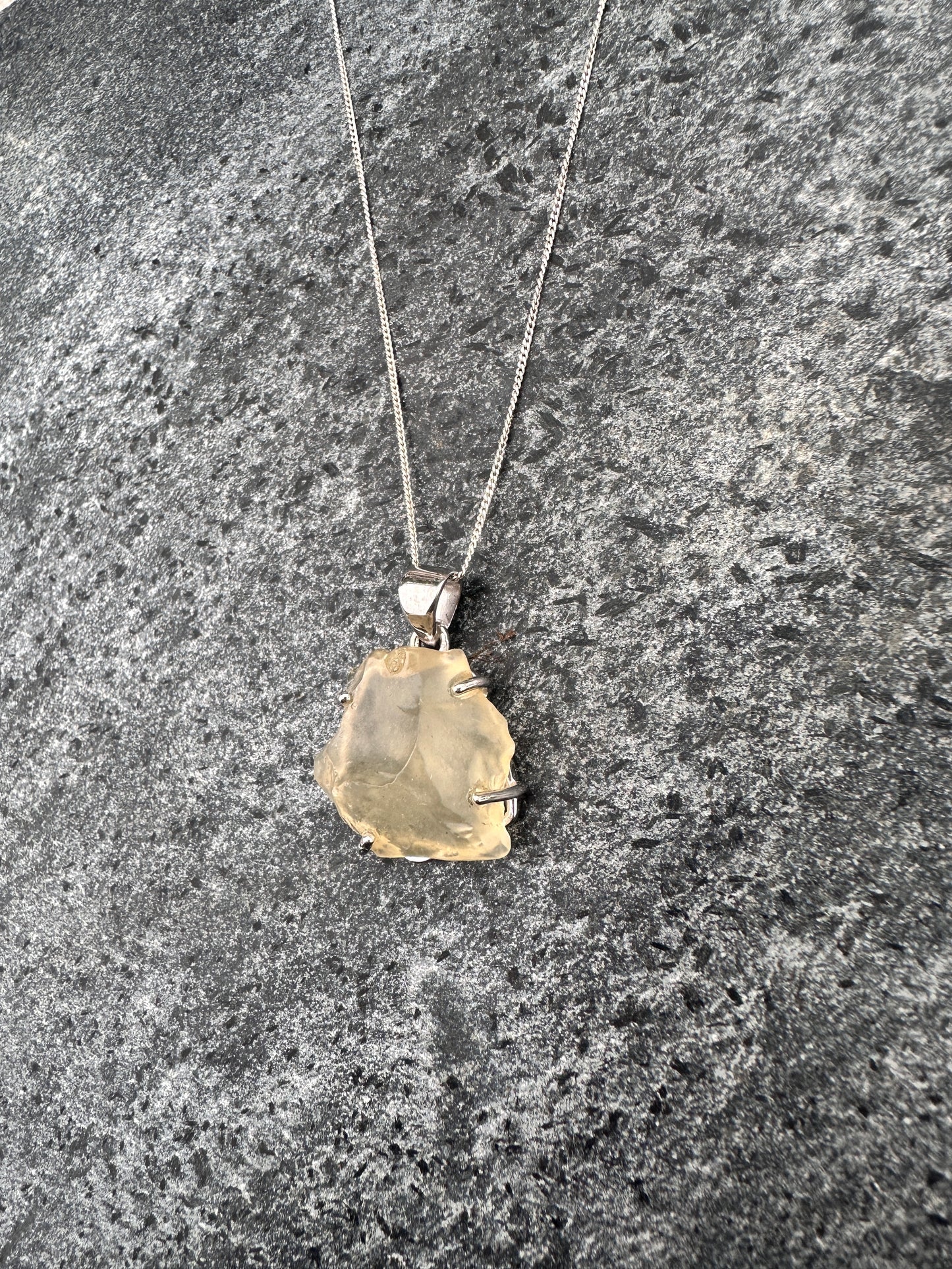 Sterling Silver 925 Libyan Desert Glass Claw Necklace | TRANSFORMATION | ABUNDANCE | INSPIRATION