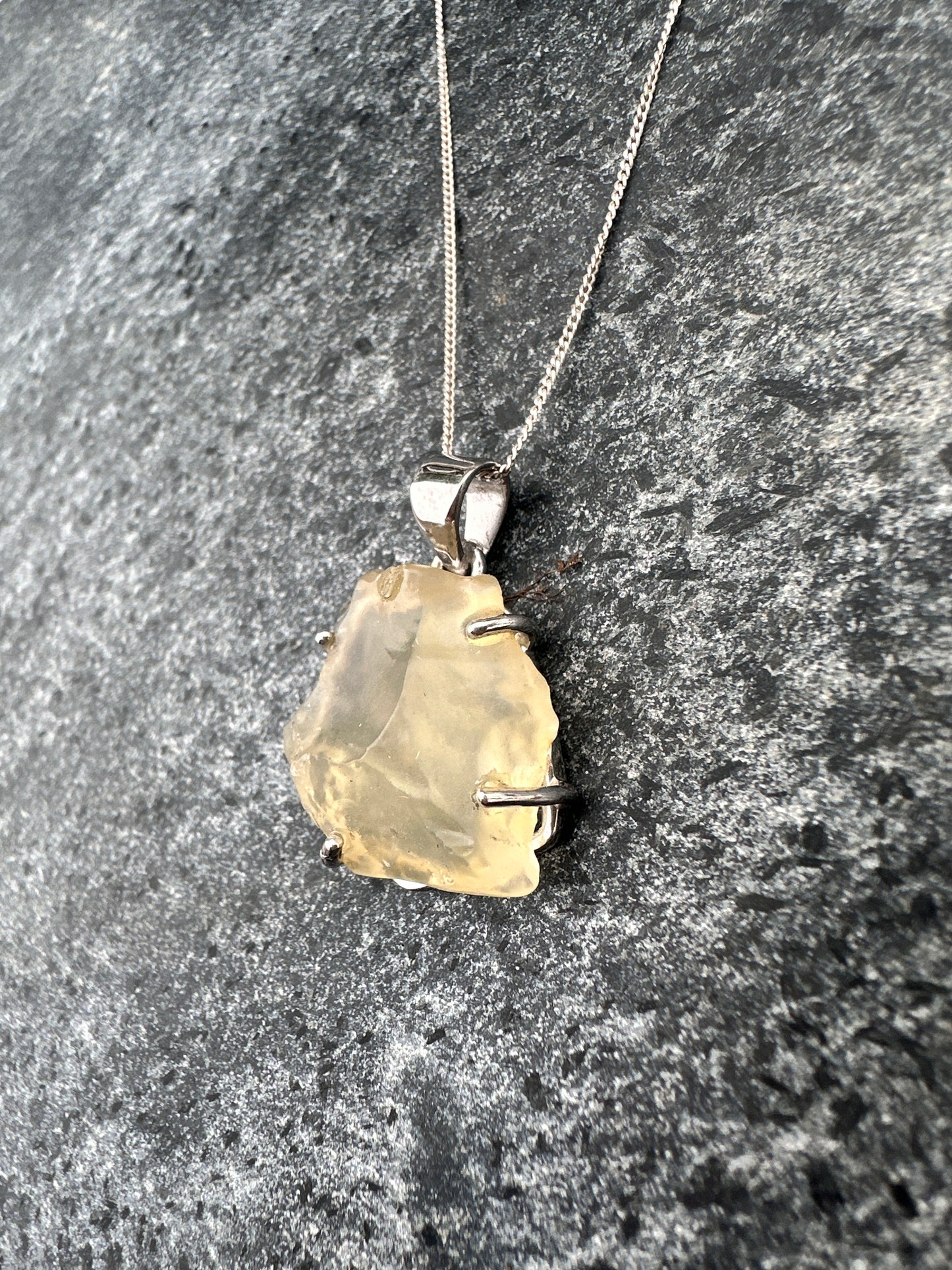 Sterling Silver 925 Libyan Desert Glass Claw Necklace | TRANSFORMATION | ABUNDANCE | INSPIRATION