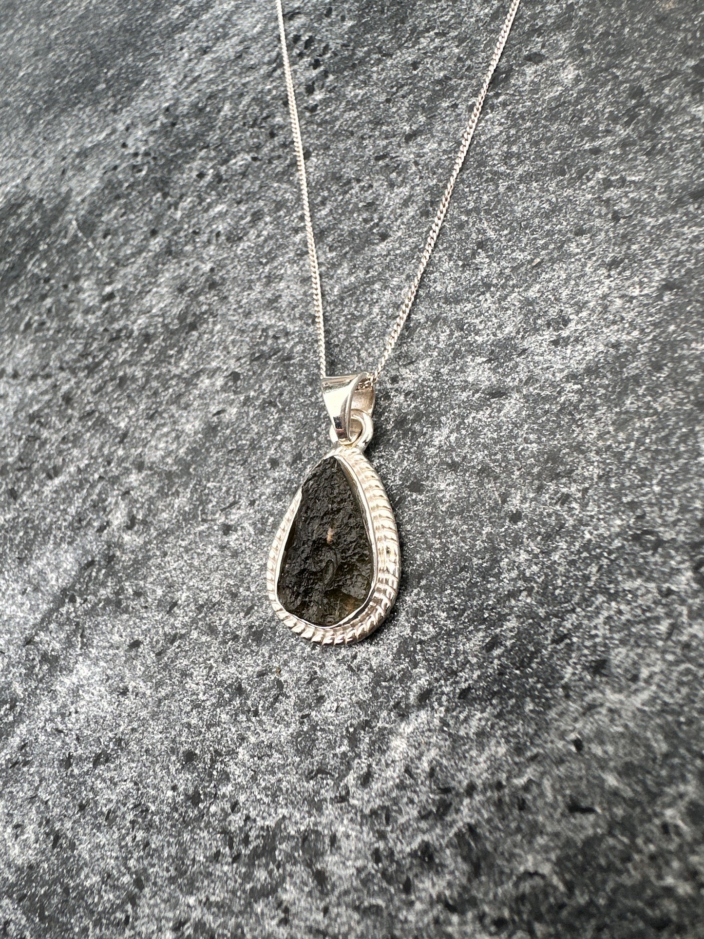 Moldavite Necklace Sterling Silver | TRANSFORMATIVE TEKTITE