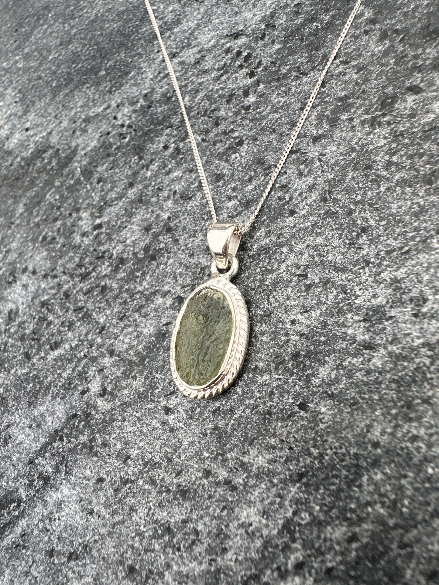 Moldavite Necklace Sterling Silver | TRANSFORMATIVE TEKTITE