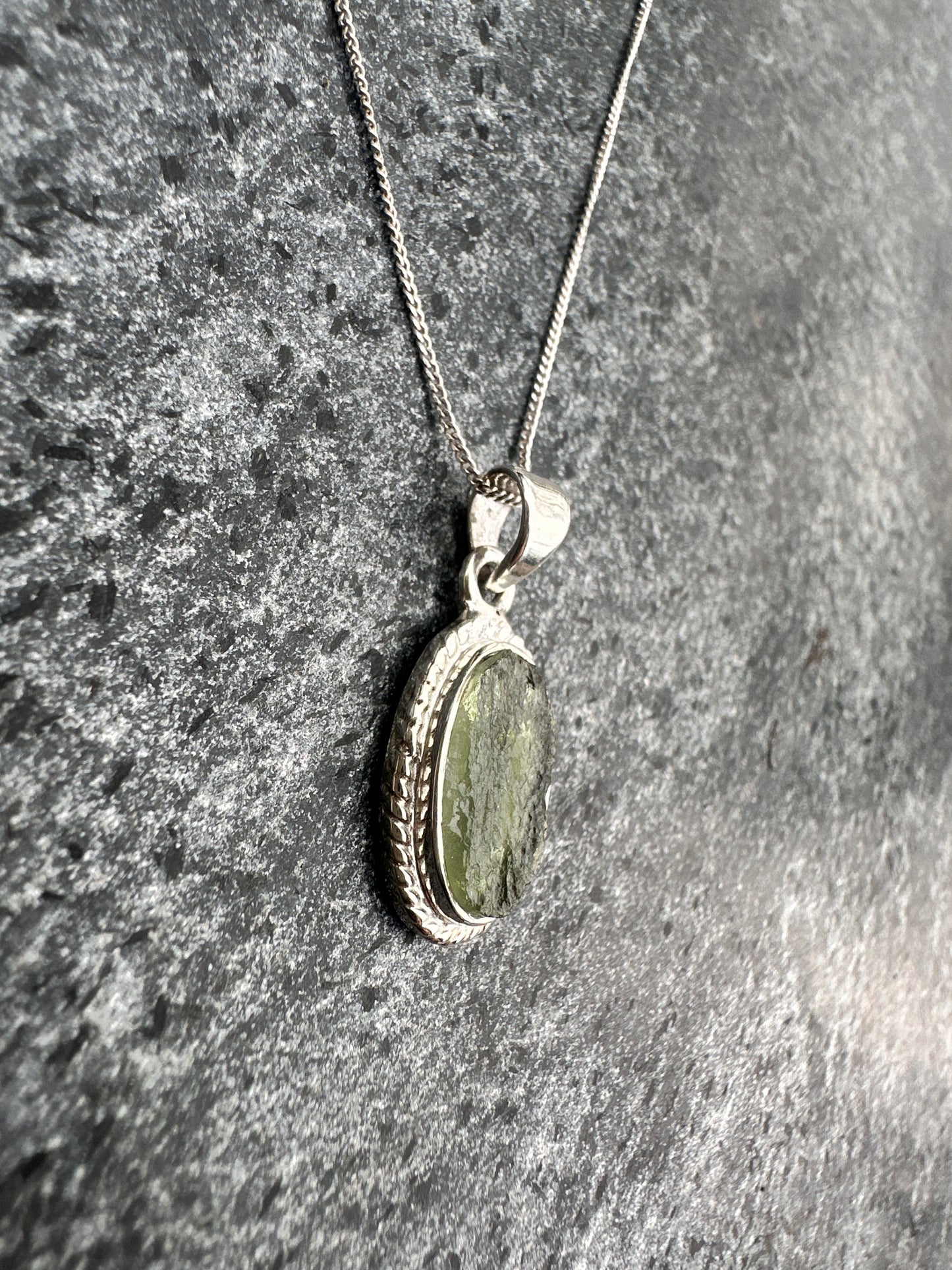 Moldavite Necklace Sterling Silver | TRANSFORMATIVE TEKTITE