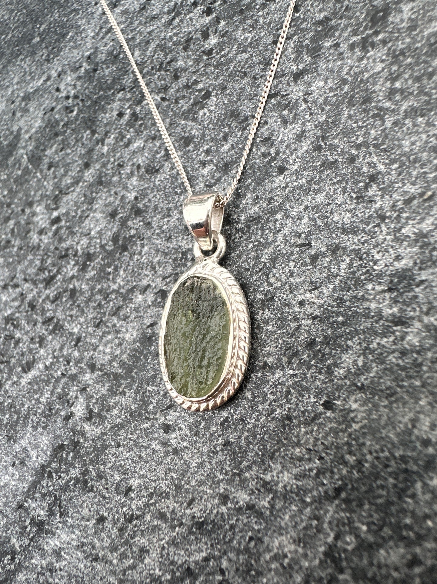 Moldavite Necklace Sterling Silver | TRANSFORMATIVE TEKTITE