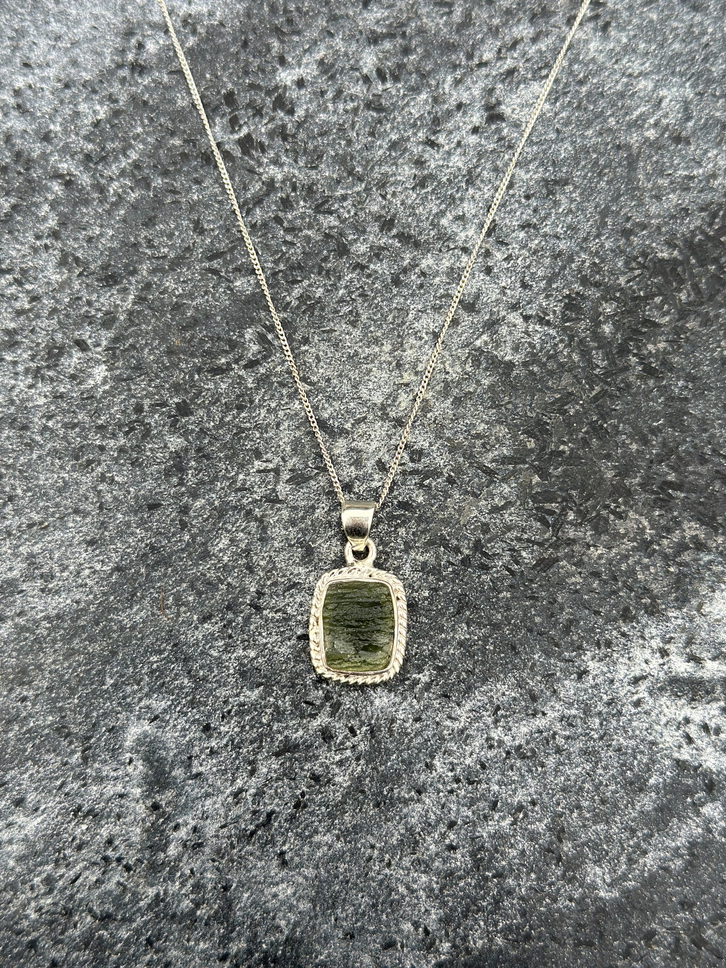 Moldavite Necklace Sterling Silver | TRANSFORMATIVE TEKTITE