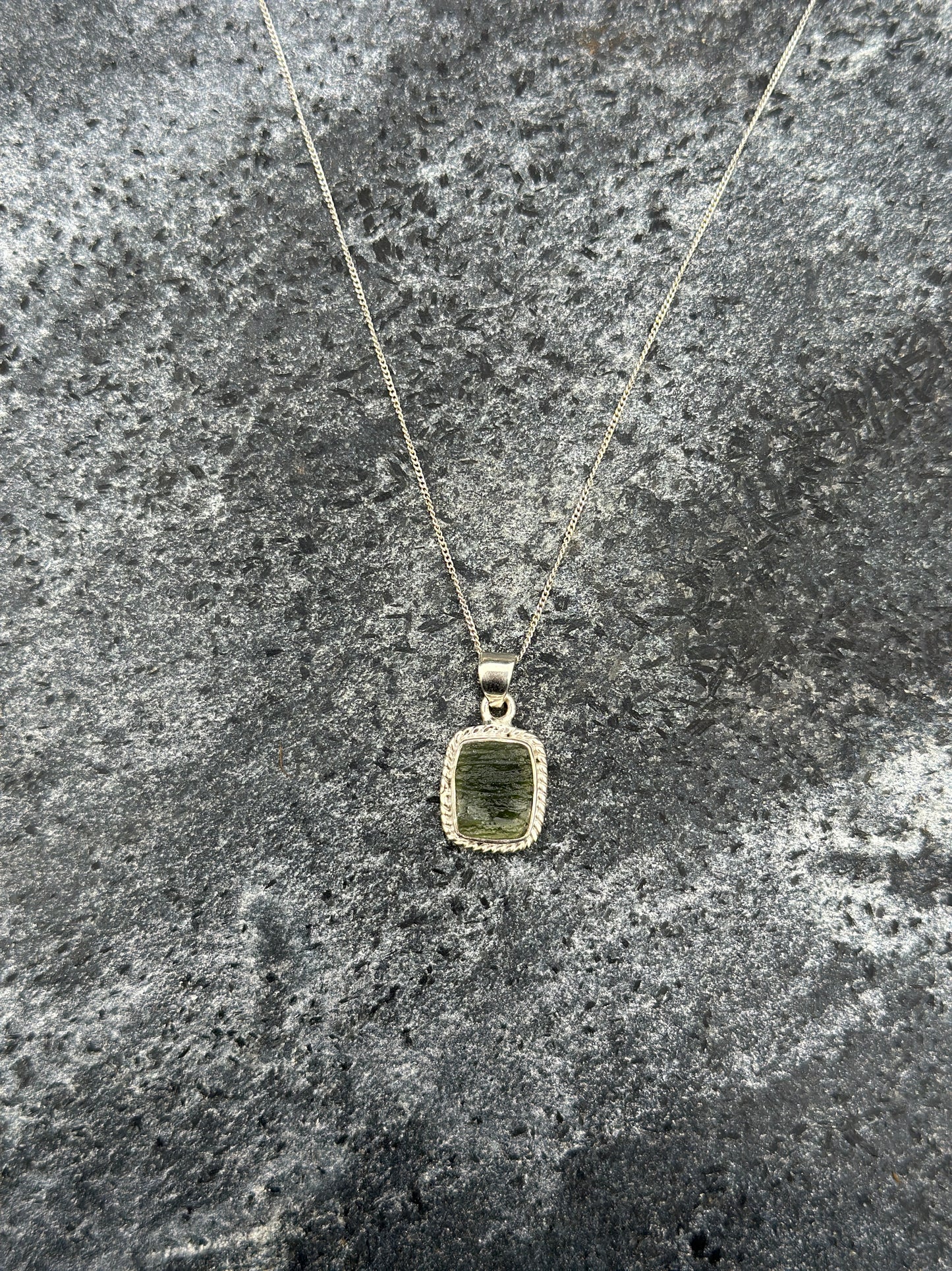 Moldavite Necklace Sterling Silver | TRANSFORMATIVE TEKTITE