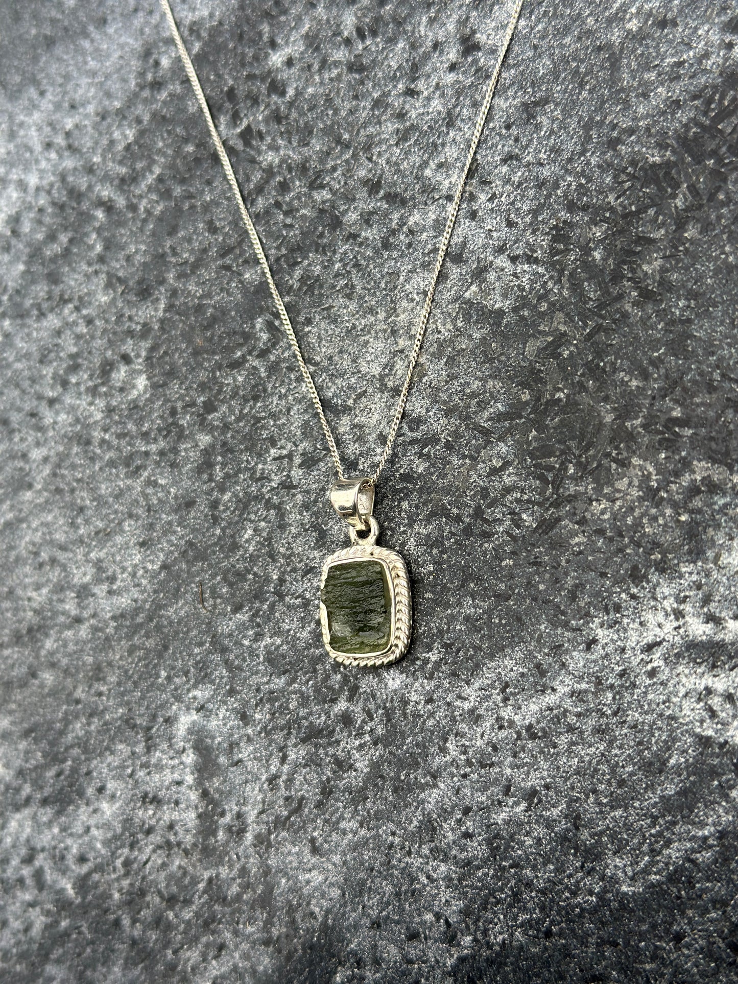 Moldavite Necklace Sterling Silver | TRANSFORMATIVE TEKTITE