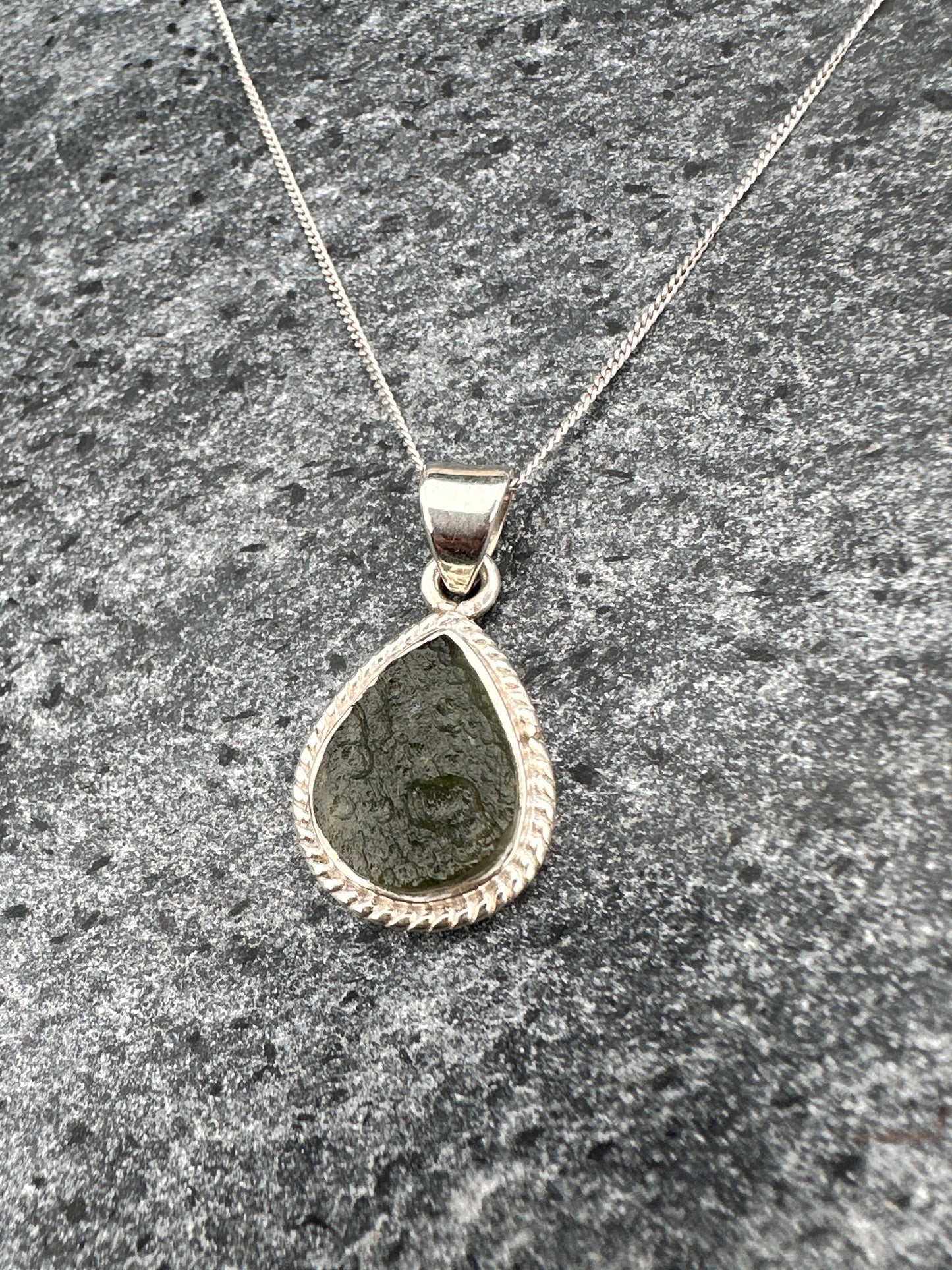 Moldavite Necklace Sterling Silver | TRANSFORMATIVE TEKTITE