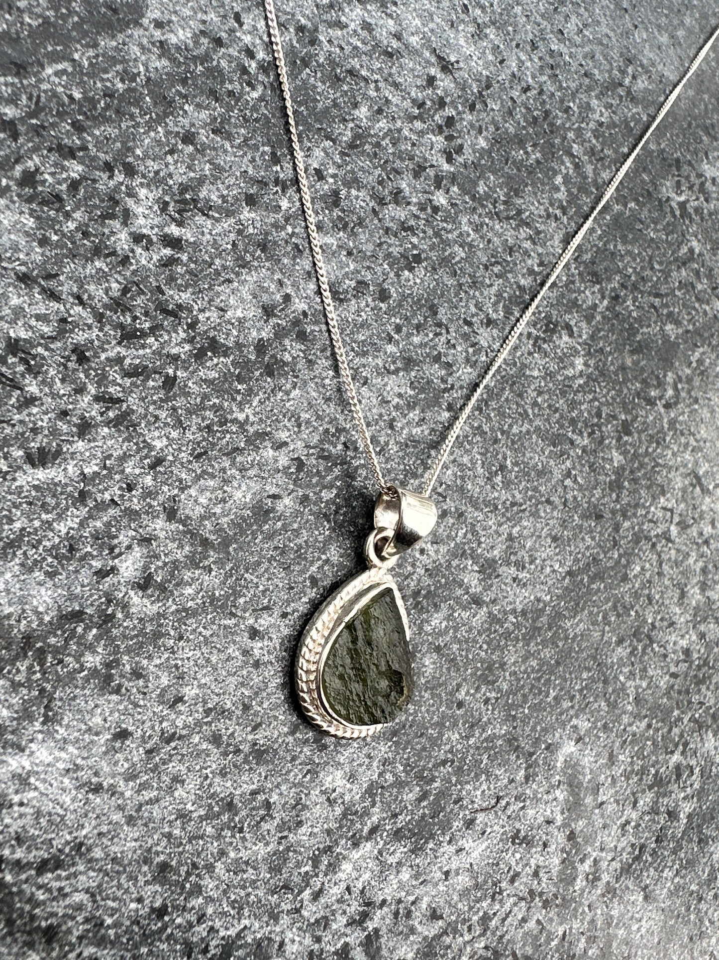 Moldavite Necklace Sterling Silver | TRANSFORMATIVE TEKTITE