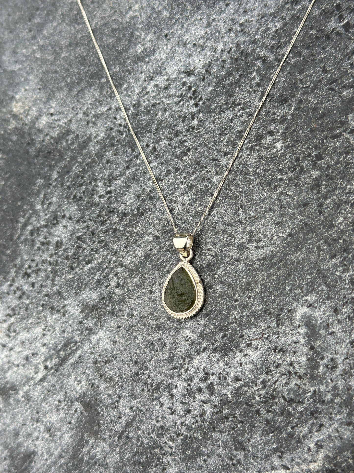 Moldavite Necklace Sterling Silver | TRANSFORMATIVE TEKTITE