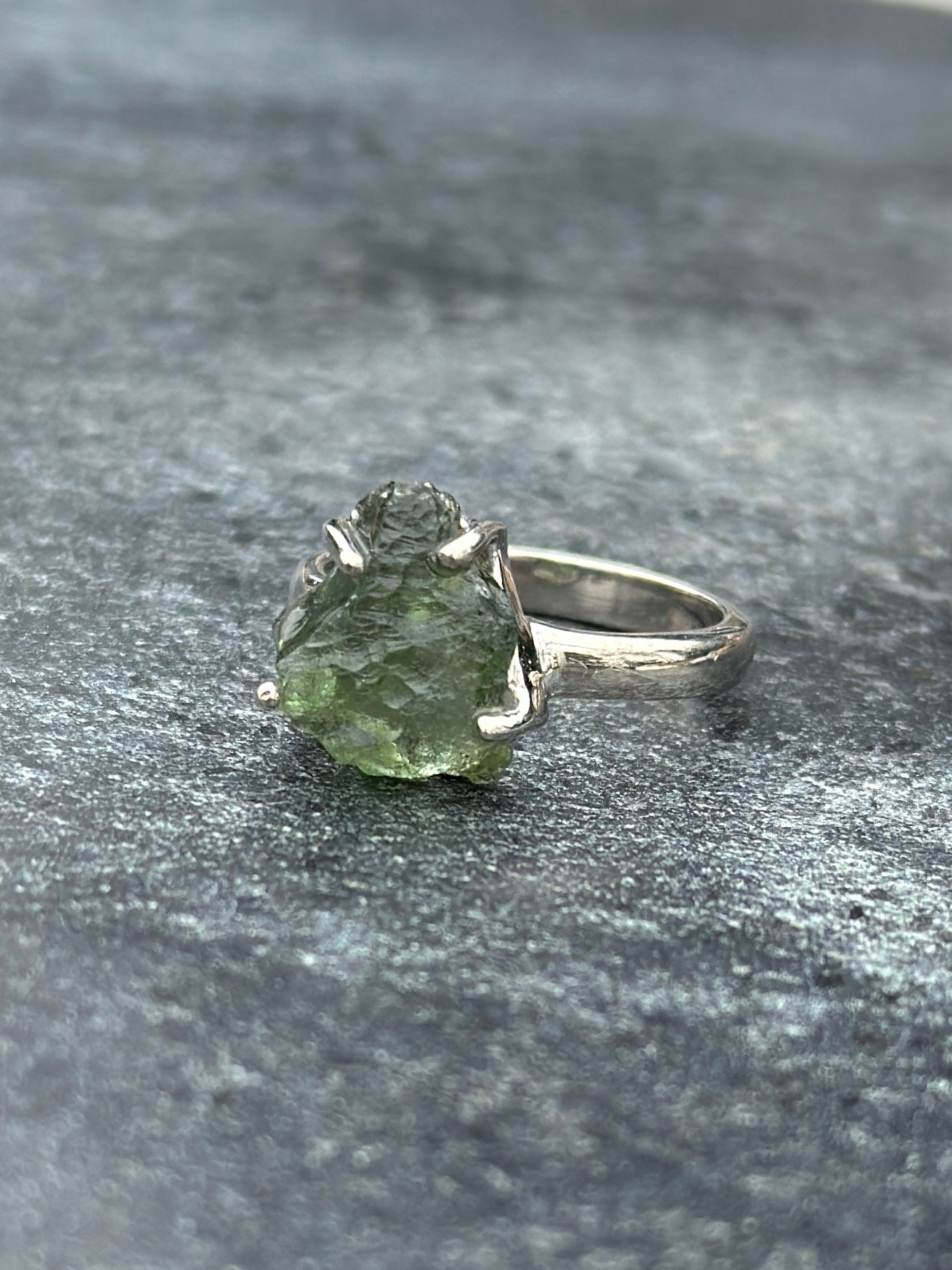 Moldavite Ring Sterling Silver (SIZE 7 or LETTER O ) | TRANSFORMATIVE TEKTITE