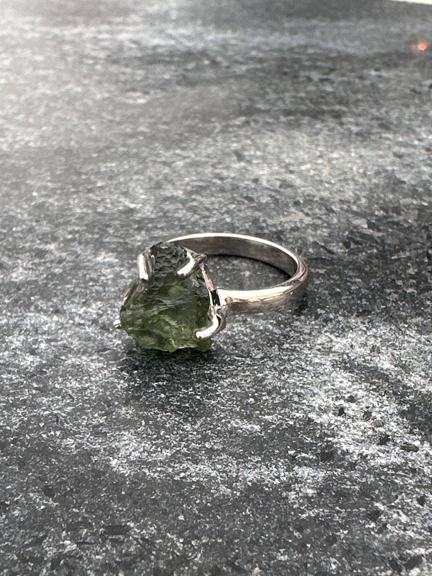 Moldavite Ring Sterling Silver (SIZE 7 or LETTER O ) | TRANSFORMATIVE TEKTITE