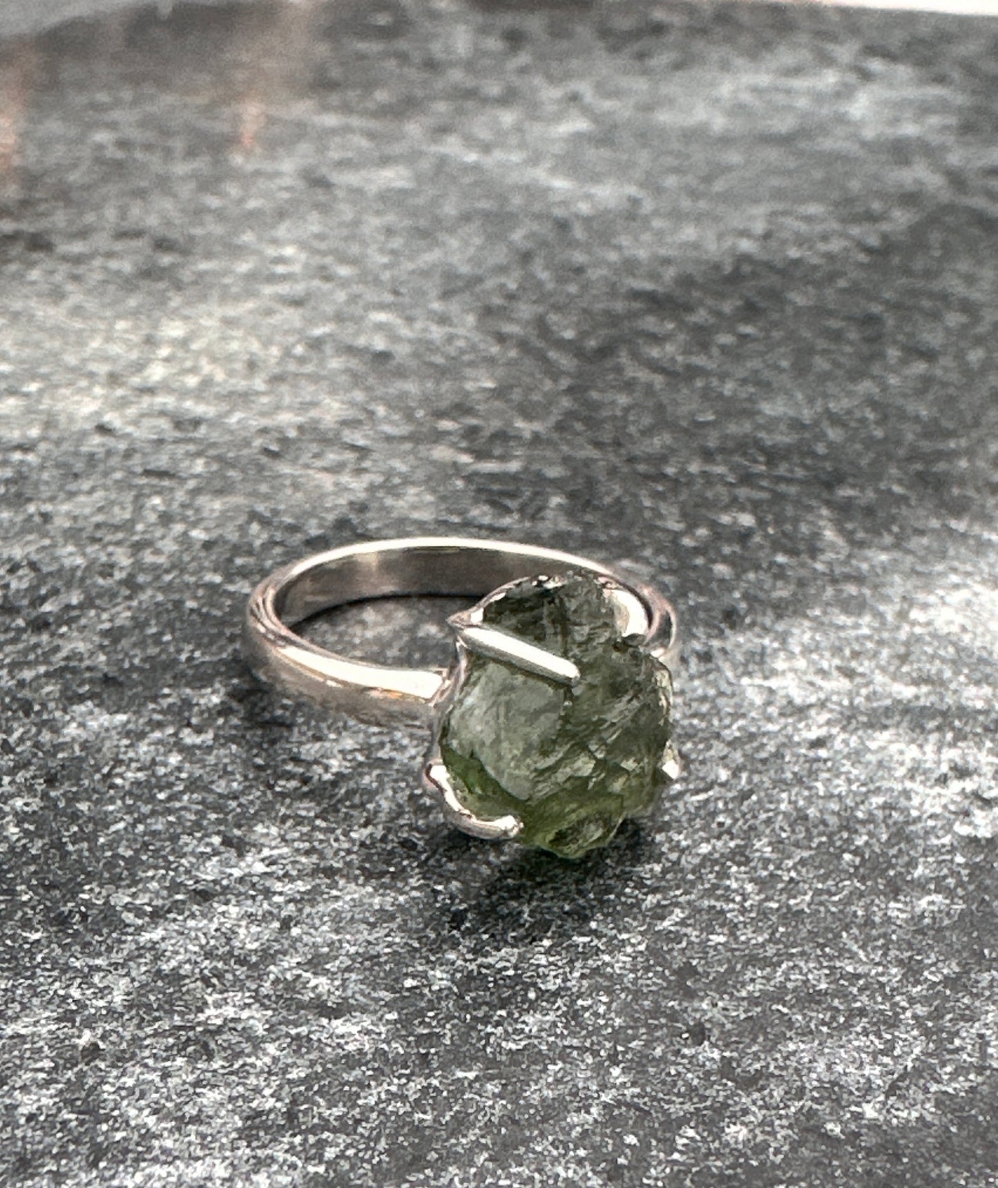 Moldavite Ring Sterling Silver (SIZE 7 or LETTER O ) | TRANSFORMATIVE TEKTITE