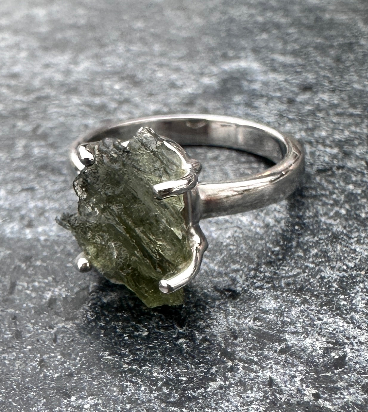 Moldavite Ring Sterling Silver (SIZE 6 or L/M) | TRANSFORMATIVE TEKTITE